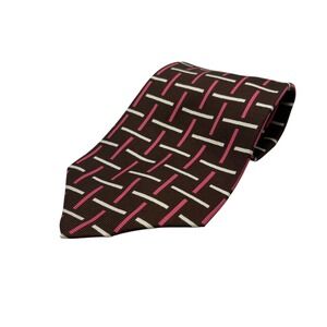 Polo by‎ Ralph Lauren Men's Necktie Brown Pink & White Pattern Dress Tie VTG